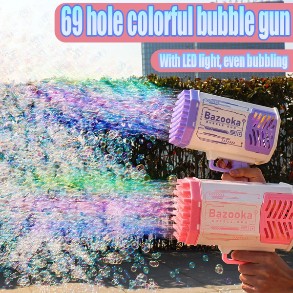 Bubble Gun Rocket 69 Holes Soap Bubbles Machine Gun