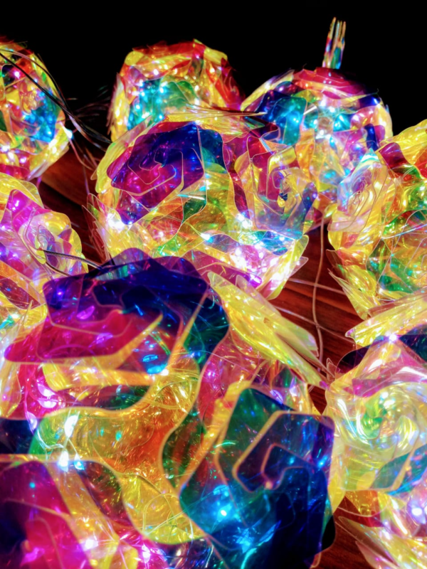 (16 Pcs) Multi Crystal Flower Balls Fairy Light