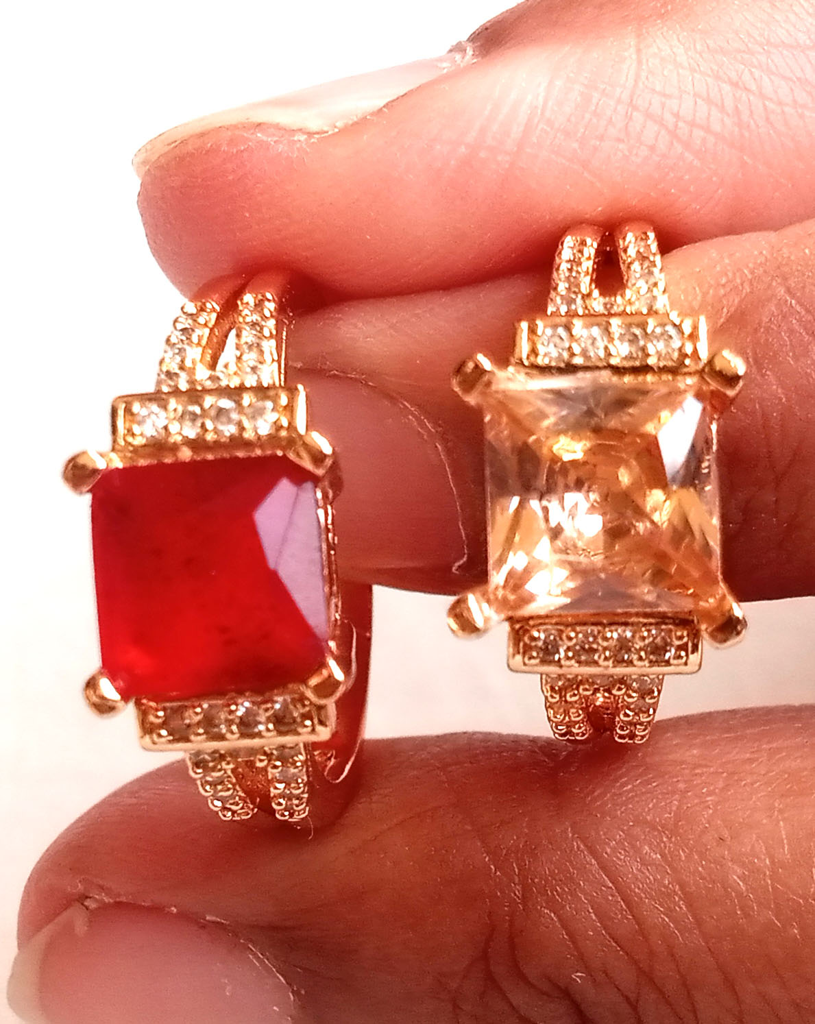 Imported fancy square shape rings color zircon stone adjustable rings