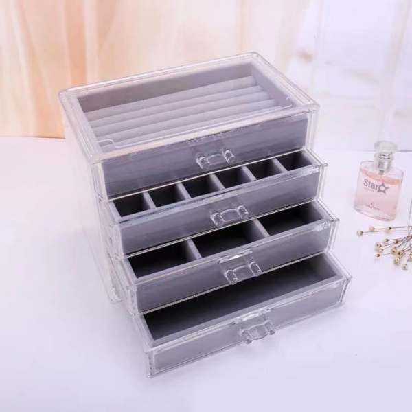 Acrylic Jewelry Organizer Transparent Plastic Box (3 Drawers)