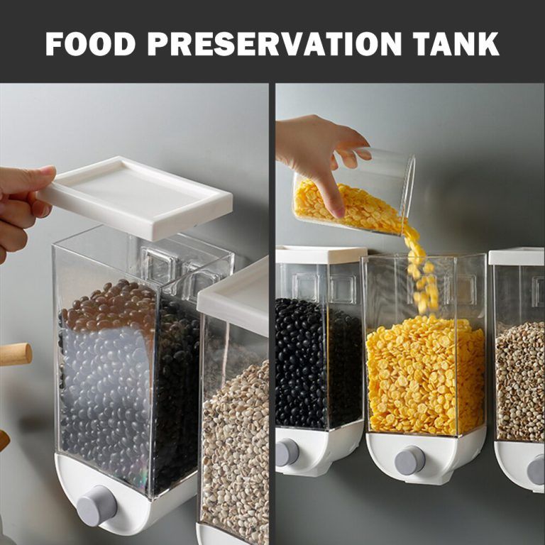 Plastic Wall Mounted Grain Cereal Dispenser (Clear, 1500ml)