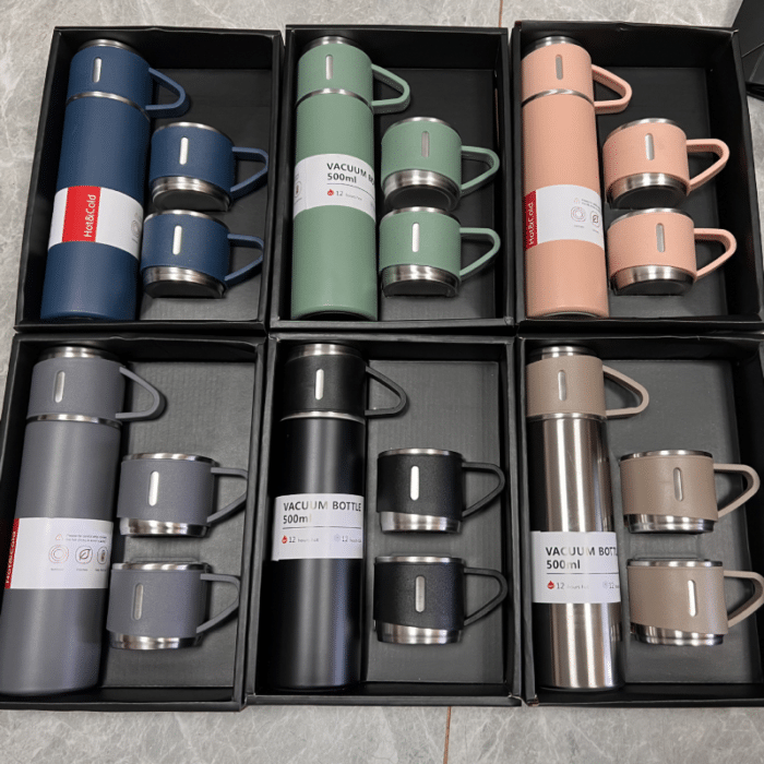 Stainless Steel Vacuum Flask Set 500ml Double Wall Thermos