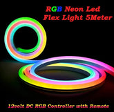 Rgb Flexible Light Led Neon Light 5 Meters 16.4 Ft Roll With Remote Control