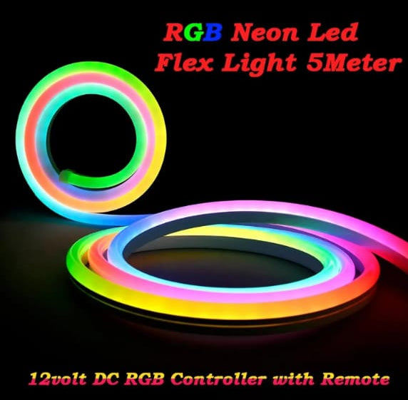 Rgb Flexible Light Led Neon Light 5 Meters 16.4 Ft Roll With Remote Control