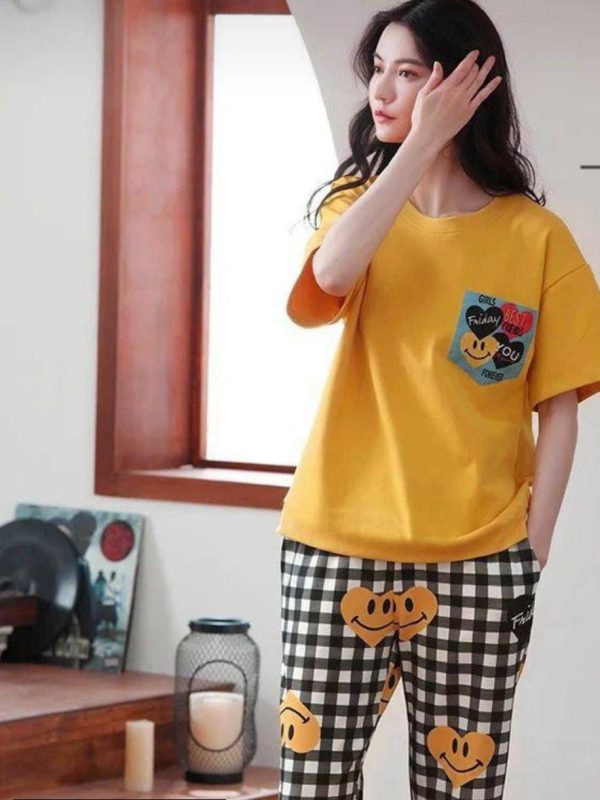 Summer Pajamas Women’s Pure Cotton Short-sleeved T Shirt Breathable